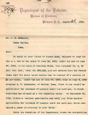 Jonathan Foulk 

Civil War Pension Papers for Jonathan Foulk
