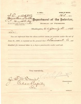 Jonathan Foulk

Civil War Pension Papers for Jonathan Foulk
