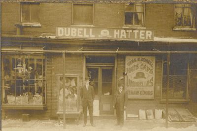 Debell & Hatter Hat Store

This Photo was Shared by Art Dubell.

This is a Photo of my Ancestor. His name was Charles Ellis Dubell & he grew up in Burlington but moved to Delaware and opened a hat store.

The Photo is of "Debell & Hatter Hat Store"
