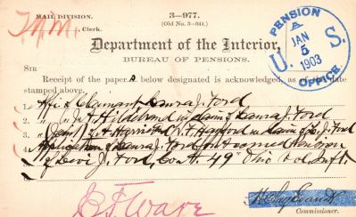 Levi Jefferson Ford

THIS HAS BEEN RETURNED TO FAMILY

Pension Papers for Levi Jefferson Ford.
