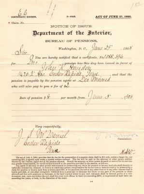 John Rickert Amidon

THIS HAS BEEN RETURNED TO FAMILY

Pension Papers for John Rickert Amidon
