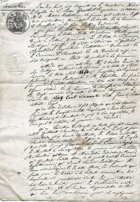 French Legal Document: Grosbout/Delasteau/Chenetiere
FRENCH LEGAL DOCUMENT: This was Translated by Lynne Mitchell. "Town: Saint Pourçain*
Department: Allier
Region: Auvergne (Central France)
This is a summons issued May 30, 1851. It was issued at the request of mortgagees Pierre Grosbout, farm owner, and his wife, Marie Delasteau, who resided at Etroussat. It ordered Gilbert Chenetiere, farm owner in Etroussat, to appear on June 7th to repay their loan to him in full with interest. He would be responsible for additional costs if he fails to appear
