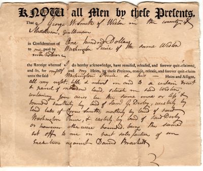 George W. Smith & Washington Paine

Deed

George W. Smith to Washington Paine in Weston, Middlesex, Massachusetts.

The Deed is dated 11 September 1824 &
was filed on 13 January 1825

I also have a second Deed dated 6 September 1817 for George W. Smith to Washington Paine that will be sent with the Deed above.

