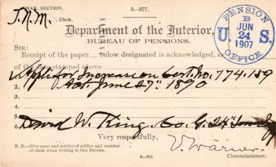 David W. King

This was Donated by Mary Muhlfeld

David W. King

Civil War Document
