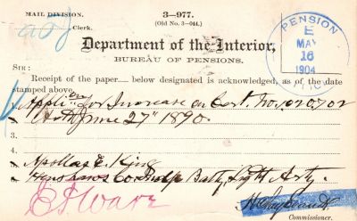 Appolas Erwin King

This was Donated by Mary Muhlfeld

Appolas Erwin King

Civil War Document
