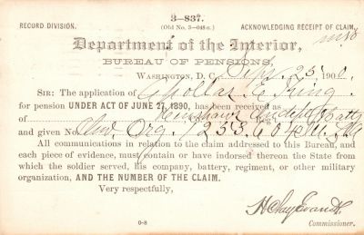 Appolas Erwin King

This was Donated by Mary Muhlfeld

Appolas Erwin King

Civil War Document
