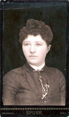 Jane "Jennie" Agnes Dolan Duff

This was Shared by Dennis Schildhauer.

This Cabinet Card Photo is of Jane "Jennie" Agnes Dolan Duff.

The Photographers name is "Spurr" Decorah, Iowa.
