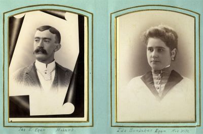 Ida Jane Snedeker Egan & James S Egan

This was shared by a anonymous member.

These Cabinet Card Photo States:

Left: "Jas S. Egan, Mohawk.

Right: "Ida Snedeker Egan, his wife" 
