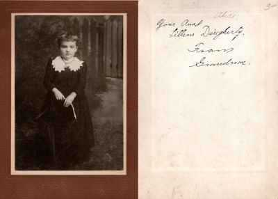 Click to view full size image
==============
Lillian Daugherty
This was Donated by Cheryl Webber/The Terry Girls Genealogy.
This photo mounted on board states: "For Mother, Alice. Your Aunt Lillian Daugherty, from Grandma"
Lillian Daugherty
This was Donated by Cheryl Webber/The Terry Girls Genealogy.
This photo mounted on board states: "For Mother, Alice. Your Aunt Lillian Daugherty, from Grandma"