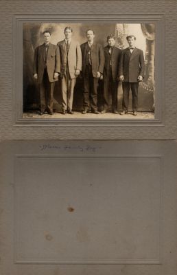 Click to view full size image
==============
The Morris Boys
This was Donated by Cheryl Webber/The Terry Girls Genealogy.
This photo mounted on board states: "Morris Family Boys"
The Morris Boys
This was Donated by Cheryl Webber/The Terry Girls Genealogy.
This photo mounted on board states: "Morris Family Boys"