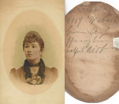 Christina Gilson Cregan

This was Donated by Trisha Noack.

This photo mounted on board has been cropped for this site. The original photo mounted on board looked to be cut & most likely had been placed in a Oval Frame.

The Back of the photo mounted on board states: "___ Cregen, 1/1/2, 4119 Wabash, ______, Arizona?____________?"

She has Identified her as Christina Gilson Cregen.
