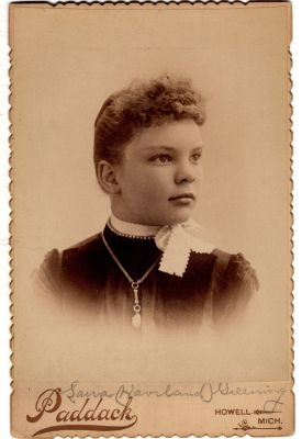 Laura Haviland Greening

This was Donated by Cheryl Webber/The Terry Girls Genealogy.

This Cabinet Card Photo States: "Laura Haviland Greening"

The Photographers name is "Paddack", Howell, Michigan.
