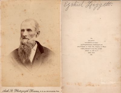 Ezekiel Liggett

THIS HAS BEEN RETURNED TO FAMILY

This Cabinet Card Photo States: "Ezekiel Liggett"

The Photographer was Arch Sts., Photograph Rooms, Philadelphia, Pennsylvania
