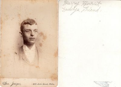 Harry Hurst

This Album is for Harry Hurst who lived in or near Philadelphia, Pennsylvania.

He was friends with Daniel Buck Cresse.

