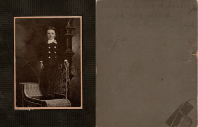 Chalres Edmund Leslie Jr.

This was Donated by Beth McMahon

This photo mounted on board states: "Charles Edmund Leslie Jr, age 5 years. To Aunt Lizzie"
