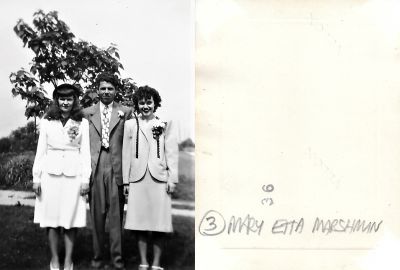 Mary Etta Marshman & Unidentified

THIS HAS BEEN RETURNED TO FAMILY

This Photo States: "Mary Etta Marshman"

NOTE: Mary Etta Marshman is on the far right
