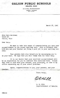 Click to view full size image
==============
Mary Etta Marshman
THIS HAS BEEN RETURNED TO FAMILY
This Letter is Addressed to Miss Mary Marshman, Route #2, Galion, Ohio. From O. E. Hill, Superintendent of Schools.
Mary Etta Marshman
THIS HAS BEEN RETURNED TO FAMILY
This Letter is Addressed to Miss Mary Marshman, Route #2, Galion, Ohio. From O. E. Hill, Superintendent of Schools.