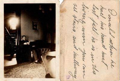 Donald

This was Donated

This Photo States: "Donald when he had his hand hurt last fall. He is in the living room. You can see stairs and hallway"

