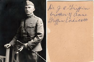 Dr. Jesse Ansley Griffin

THIS HAS BEEN RETURNED TO FAMILY

This photo mounted on board states: "Dr. J. A. Griffin, brother of Anne Griffin Endicott"
