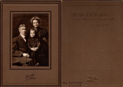 William Henry Harrison Kelley

This was Donated by by Cheryl Webber/The Terry Girls Genealogy.

This photo mounted on board states: "Mr. & Mrs. W. H. H. Kelley & son, Dana age 8 years 10 months, 29 January 1911"

The Photographers name is "Gowman", Spokane, Washington

