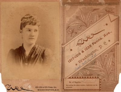 Mary Lewis

This was Donated by by Cheryl Webber/The Terry Girls Genealogy.

This Cabinet Card Photo States: "For J. S. Dickinson, Mary Lewis of Mar_____?, Died Fall of 1903"

The Photographers name is "Rice", Washington D. C.
