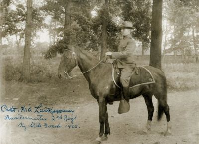 William Andrew Lutkemeier

This was Donated by Cheryl Webber/The Terry Girls Genealogy.

This photo states: "Capt. W. A. Lutkemeier, Quartermaster, 2nd Reg't, Kentucky State Guard, 1905"
