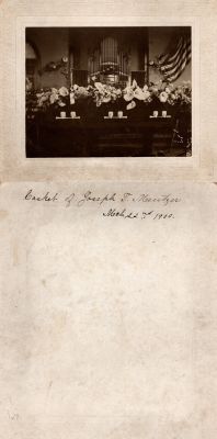 Casket of Joseph J. Neutzer

This was Donated by Cheryl Webber/The Terry Girls Genealogy.

This photo mounted on board states: "Casket of Joseph J. Neutzer, 22 March 1900"
