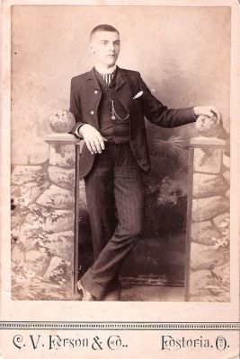 Charles Nelsen Wilt

THIS HAS BEEN RETURNED TO FAMILY

This Cabinet Card Photo is of Charles Nelsen Wilt

The Photographers name is "C. V. Ferson & Co.", Fostoria, Ohio
