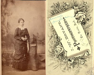 Annie Anderson

This was Donated by Cheryl Webber/The Terry Girls Genealogy.

This CdV Photograph states: "Annie Anderson"

The Photographers name is "J. W. Bryant", La Porte, Indiana.
