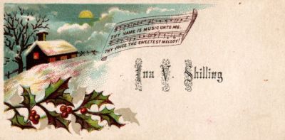 Ina V. Shilling

THIS HAS BEEN DONATED TO THE SPECIAL COLLECTIONS DEPARTMENT OF THE UNIVERSITY OF WASHINGTON

This was Donated by Cheryl Webber/The Terry Girls Genealogy

This Victoria Calling Card states: "Ina V. Shilling"
