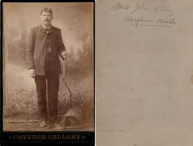John Welty

This was Donated by by Cheryl Webber/The Terry Girls Genealogy.

This Cabinet Card Photo states: "Mrs. John Welty, Asylum Road"

The Photographers name is "Cottage Gallery", St. Joseph, Missouri
