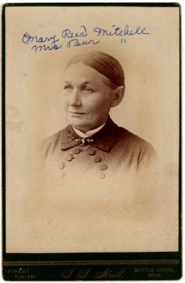 Mary L. Rees Mitchell

This was Donated by by Cheryl Webber/The Terry Girls Genealogy.

This Cabinet Card Photo states "Mary Rees Mitchell, Mrs. Bur"

The Photographers name is "Hull", Battle Creek, Michigan
