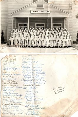 The Naval Training Station Great Lakes, North Chicago, Illinois

THIS HAS BEEN DONATED TO THE NATIONAL MUSEUM OF THE AMERICAN SAILOR

This is a photo of the Naval Training Station Great Lakes, North Chicago in Illinois.

Bill Clayton, Sid Lloyd, Milt Lang(z), Bob Gowell, Jim Lambright, Wilfred Kilpinen, Leon A. Jordan, Wilbur G. Jackman, Gerald I. Conover, Peter Maliniak (sp?), Richard X. Farber, Harold G. Nolm?, Eugene Baran, Manuel Faria III, Bob Ernst, Attilio di Cairano, David DeWitt Jr., Richard C. Cuguer?, William E. Boulais, Victor N. Bomiau, Leonard H. Crocker(s), Nils J. Larsen, George M. Buska Jr., Noel Wayne Featsent, Eddie Klingenback (sp?), W.J. Marshall, J.L. Fletcher, Robert H. McHugh, Paul W. Dornsife****?, Blackie Mercurio, Rollon A. "Mac" McNeil, Richard W. McCarthy, Sydney H. Davis, Chuck McDowell, Charles H. McGarvey, Irvin "Bitsy" Berlin, Edward D. Male, Mackey, Charles F. Luftz, Herb Miles, Johnny Lits**y, Jack Leonard, Eddie LeDoux, Bob Leavitt, Arthur R. LeTeller? "Bubbles", Dirk Lawrence, Jack "Goldbrick" A***, Jim Lewis
