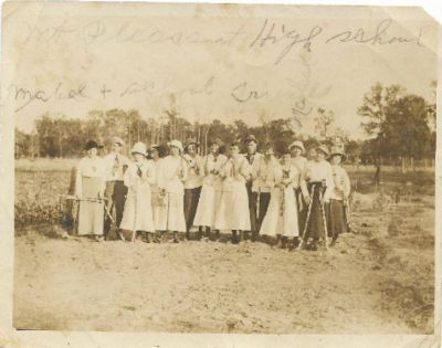 Mabel Hudspeth

THIS HAS BEEN RETURNED TO FAMILY

This photo states: "Mt. Pleasant High School, Mabel & School Friends).

The Back of the photo States: "Mabel Hudspeth"

NOTE: This photo was taken just before Mabel passed away. This is Mabel's High School Class. (Mount Pleasant High School).

They are in a sugar cane field.

Taken in 1917


