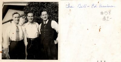 Chs., William James "Bill" & Ed Gessleman

This was Donated by Sue Poole

This photo states: "Chs., Bill & Ed Gesselman"
