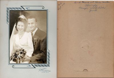 Charles James Zwick & Marjorie Ina Thornton Zwick

This photo states: "Aunt Maude & Uncle Walter, Lovingly, Margie & Charles Zwick, Wednesday, 7 September 1946"

The Photographers name is "A. Sheluta", Central City, Pennsylvania
