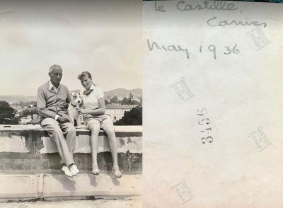 George Frederick Tendall & Unidentified

THIS HAS BEEN RETURNED TO FAMILY

This Photo States: "le castelle (The Castle), Cannes, France. May 1936"

George Frederick Tendall is on left, she is unidentified.
