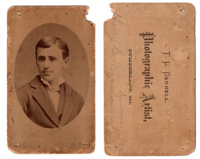 Harry C. Getzendanner

This was Donated by Cheryl Webber/The Terry Girls Genealogy.

This CdV Photograph states: "Harry C. Getzendanner, Summer of '76"

NOTE: There is other writing in the corner but at this time we cannot decipher it.

The Photographers name is "T. L. Darnell", Cumberland, Maryland
