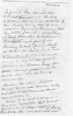 Harold Eugene Cooley Letter

THIS HAS BEEN RETURNED TO FAMILY

Letter Found with the World War I Medal.
