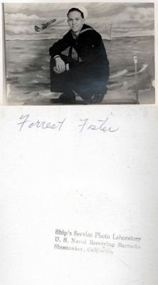 Forrest Delbert "Gus" Foster

THIS HAS BEEN RETURNED TO FAMILY

This Photo States: "Forrest Foster"

This Photo was taken at the Ship's Service Photo Laboratory, U.S. Naval Receiving Barracks, Shoemaker, California
