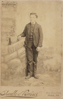 Charles Wesley "Charley" Shenberger

THIS HAS BEEN RETURNED TO FAMILY

This was Donated by Paul Skipper

This is a Cabinet Card Photo of "Charles Wesley "Charley" Shenberger"

The Photographers name is "Shadle & Bussler", York, Pennsylvania
