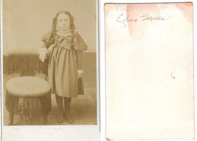 Edna Garnes

THIS HAS BEEN DONATED TO THE GUTHRIE COUNTY HISTORICAL VILLAGE & MUSUEM

This Cabinet Card Photo States: "Edna Garnes", Bayard, Iowa

The Photographers name is "Munsinger", Bayard, Iowa
