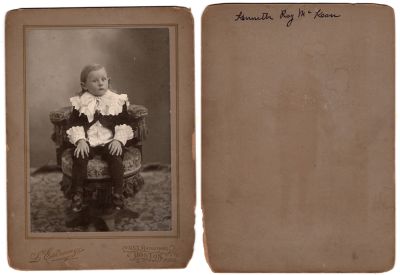 Kenneth Ray McKean

This was Donated by DFW

This photo mounted on board states: "Kenneth Ray McKean"

The Photographers name is "L'Estrange", Boston, Massachusetts
