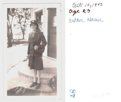 Esther Hasse

This was Donated by Denise Ayers

This Photo states: "Esther Hasse, age 23, 10 October 1943"
