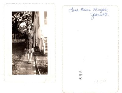 Jeannette Hasse

This was Donated by Denise Ayers

This Photo states: "Lena Hasses daughter, Jeannette"
