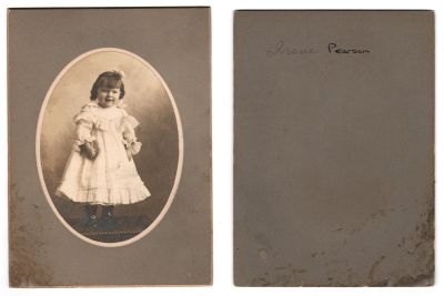 Irene Pearson

This was Donated by Denise Ayers

This photo mounted on board states: "Irene Pearson"

