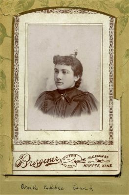 Ora Bell Eckles Lerch
This Cabinet Card Photo was Donated by a Anonymous Donor.

This Cabinet Card Photo States: "Orah Eckles Lerch"

The Photographers name is "Burgener", Harper, Kansas.
