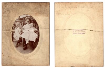Harry Ritchie Saunders Jr., Bessie A. Saunders & Kathryn Saunders

This was Donated by Sue Maurer

This photo mounted on board states: "Harry, Bessie & Catherine Saunders"
