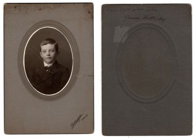 Dan Hall

This photo mounted on board states: "Dan 7 Years, 11 Months, 14 Days (James Hall's Boy)"

The Photographers name is "Rottenger" Wichita, Kansas.

