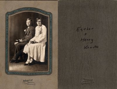 Henry August "Hank" Kracke & Esther Dora Kracke

THIS HAS BEEN RETURNED TO FAMILY

This Photo states: "Esther & Hank Kracke"

The Photographers name is "Martin", Hopkinton, Iowa
